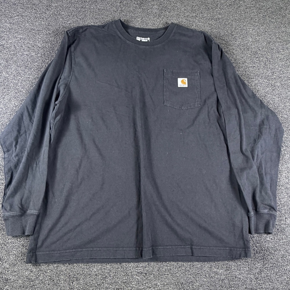Carhartt T-Shirt Mens XL K126 Loose Fit Black Long Sleeve Pocket EUC